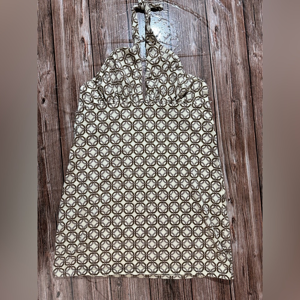 Motel Women’s XL Beige Brown Halter Plunge V Sleeveless Top |‎ SKU 0599